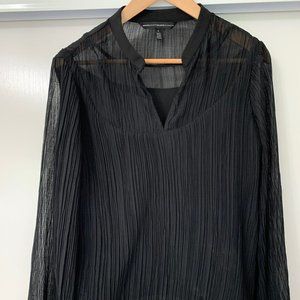 WHBM Pleated Notch Collar Blouse